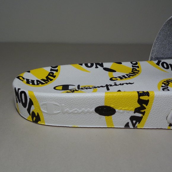 Champion Size 12 M IPO SMILE White Yellow Slide Sandals New Men\'s Shoes main image 5
